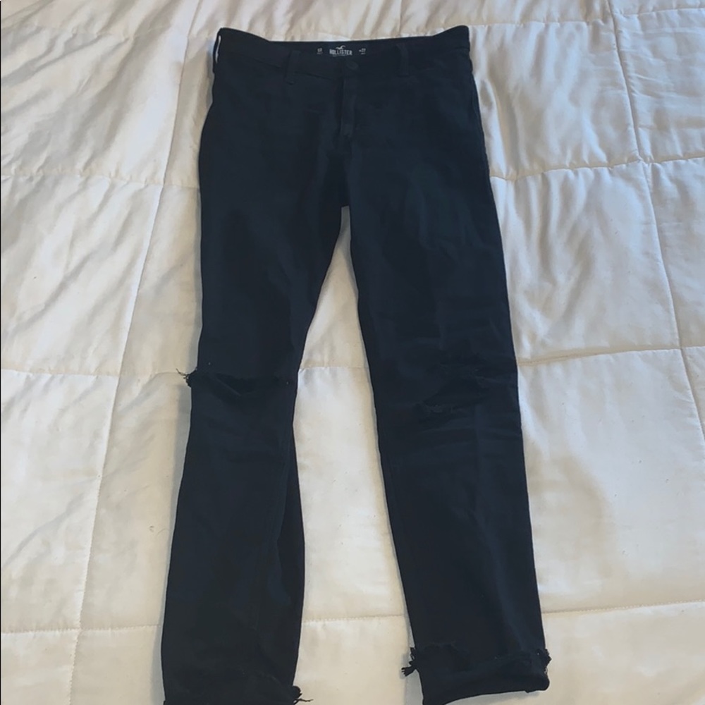 High rise black ripped skinny jeans